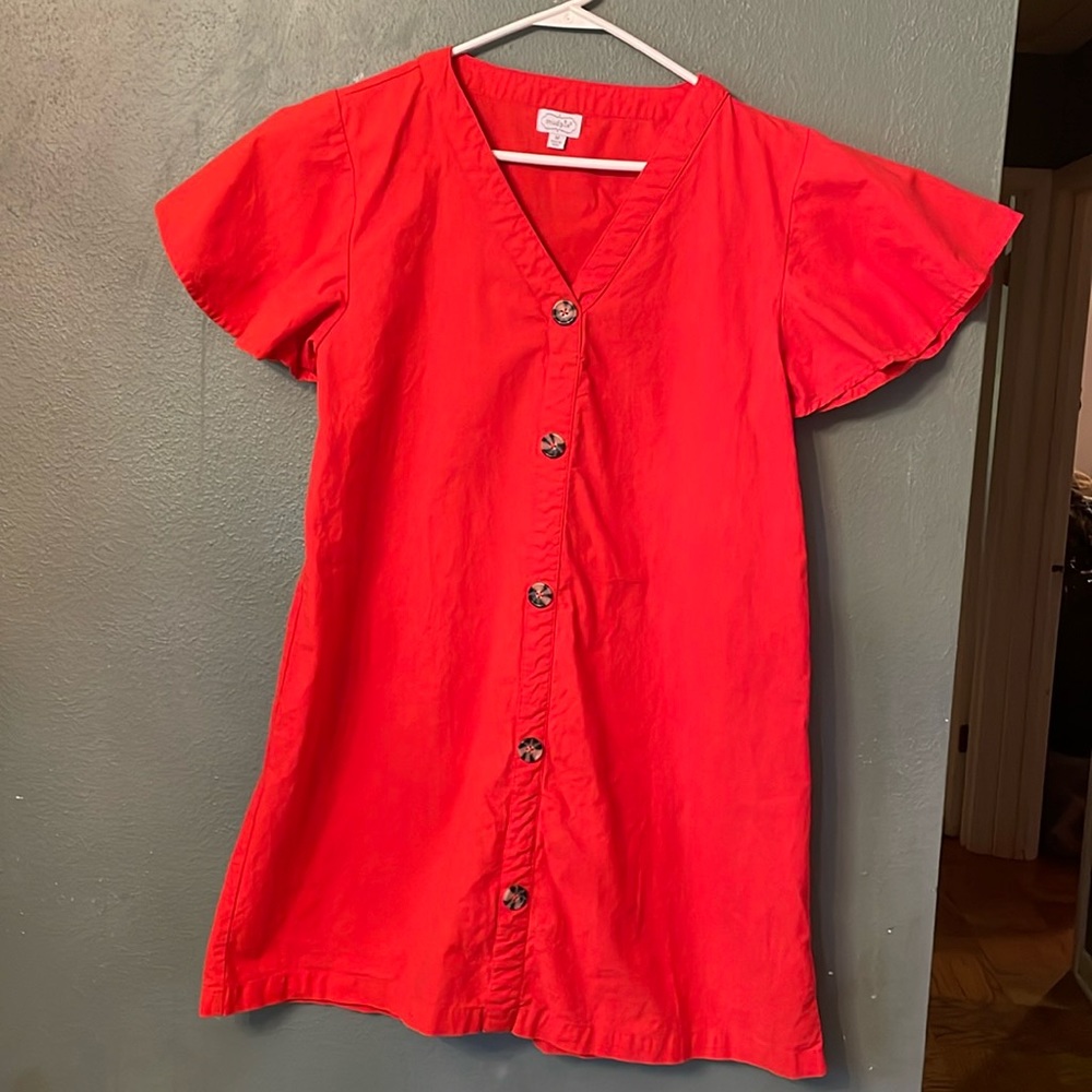 Women’s Dress Mudpie 100% cotton orange size medium flutter sleeves
